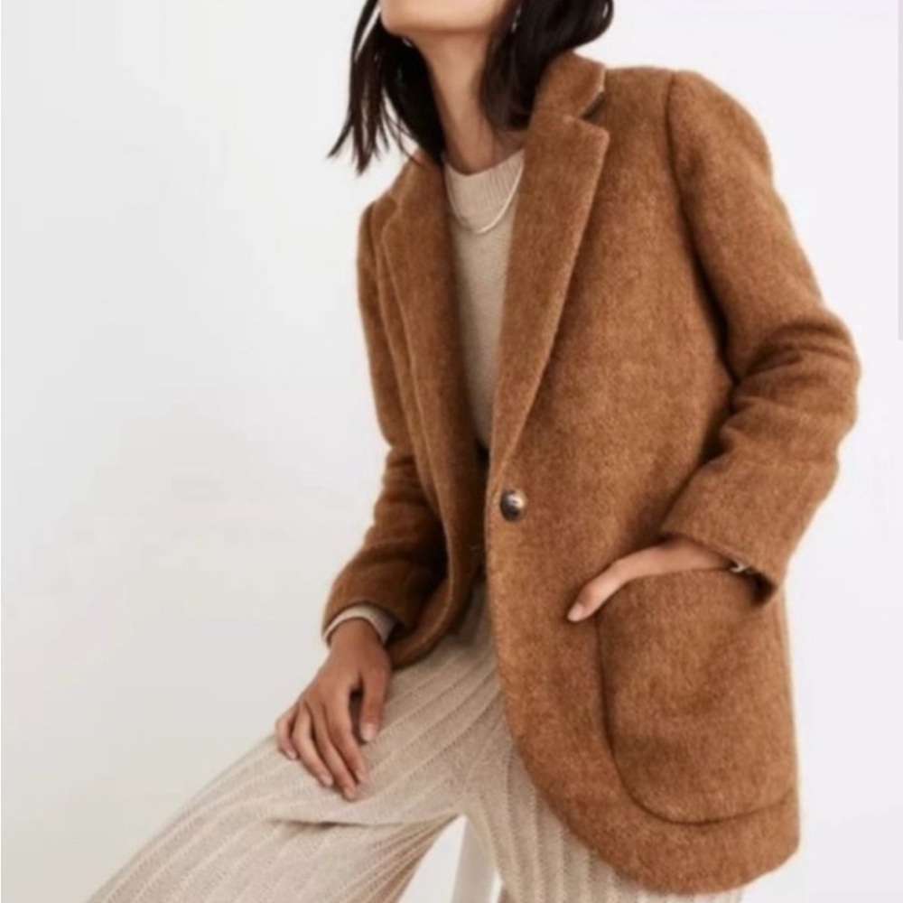 Madewell Xxs Brown Boucle Larsen Blazer Coat
